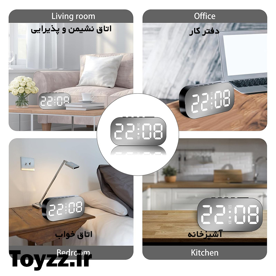 ساعت رومیزی دیجیتال مدل LED CLOCK دارای نمایش تاریخ دماسنج و دو زمان زنگ بیداری