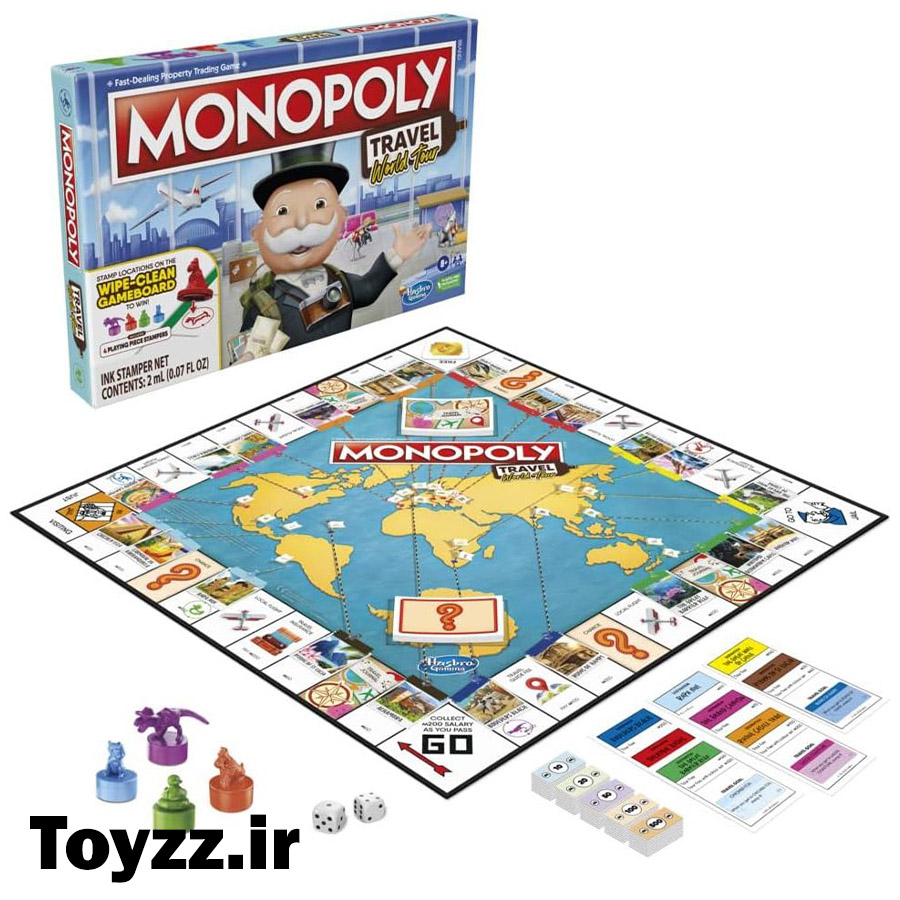مونوپولی تراول هاسبرو مدل MONOPOLY TRAVEL WORLD TOUR