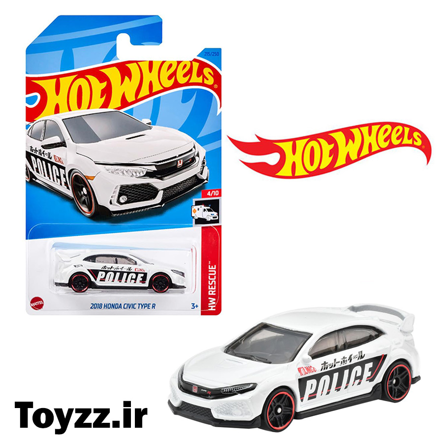 ماکت ماشین هات ویلز مدل هوندا سیویک 2018 HONDA CIVIC TYPE R