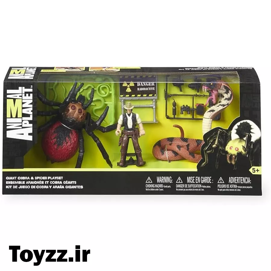 Uh-oh! This spider and cobra must have gotten into some radioactive materials because they are huge! Amazing playset exclusively from Toys R Us will inspire hours of creative play. Your imagination controls the action as the giant spider and huge king cobra go head-to-head to battle it out. Giant spider has creepy-crawly action and mechanical legs. His foe, the huge king cobra comes at him with a mechanical mouth and huge fangs. The detailed action figure keeps his distance as he looks on when these creatures battle.