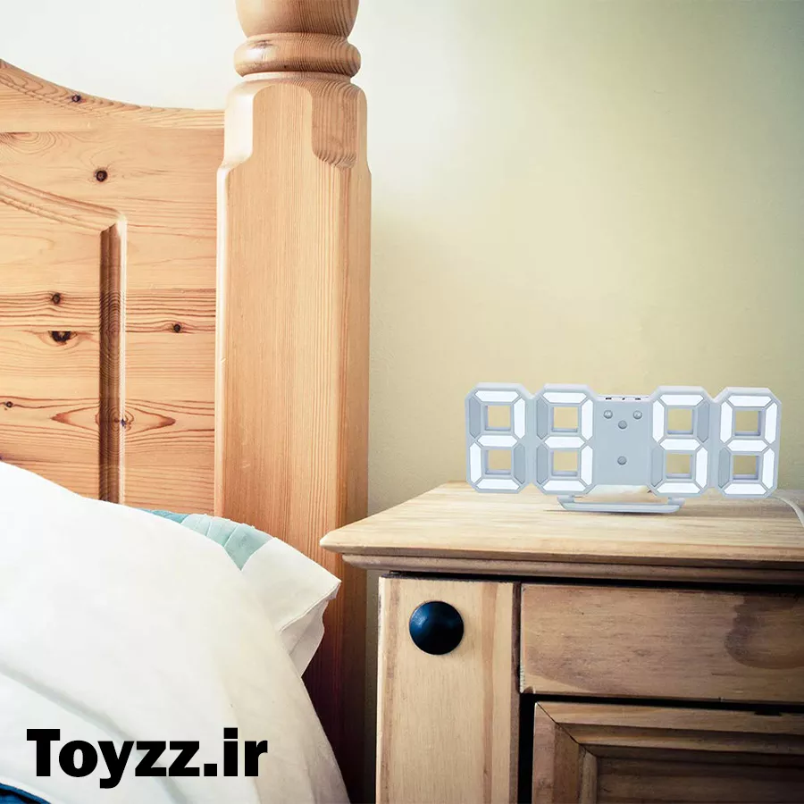ساعت دیواری و رومیزی سه بعدی 3D LED Clock دارای زنگ بیداری تاریخ و دمای محیط