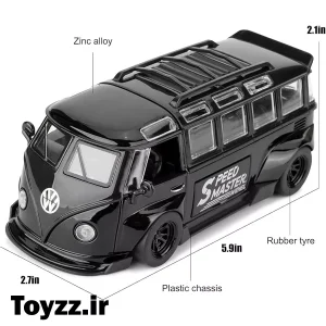 ماکت ماشین فلزی طرح فولکس واگن مدل Volkswagen Bus Transporter مشکی