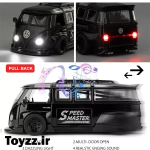 ماکت ماشین فلزی طرح فولکس واگن مدل Volkswagen Bus Transporter مشکی