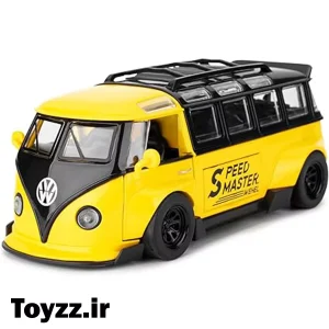 ماکت ماشین فلزی طرح فولکس واگن مدل Volkswagen Bus Transporter زرد