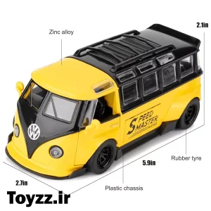 ماکت ماشین فلزی طرح فولکس واگن مدل Volkswagen Bus Transporter زرد