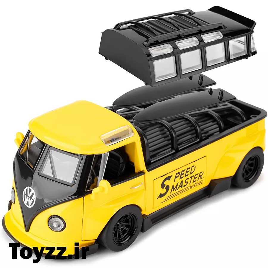 ماکت ماشین فلزی طرح فولکس واگن مدل Volkswagen Bus Transporter زرد