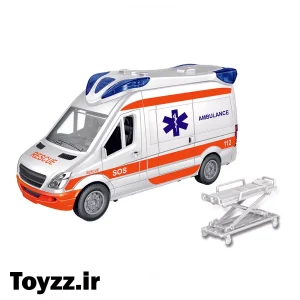 اسباب بازی ماشین آمبولانس تخت دار موزیکال و چراغدار کد666-10