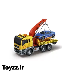 ماشین بازی طرح جرثقیل حمل خودرو کد 66655 دارای پمپ مکانیکی موزیکال و چراغدار