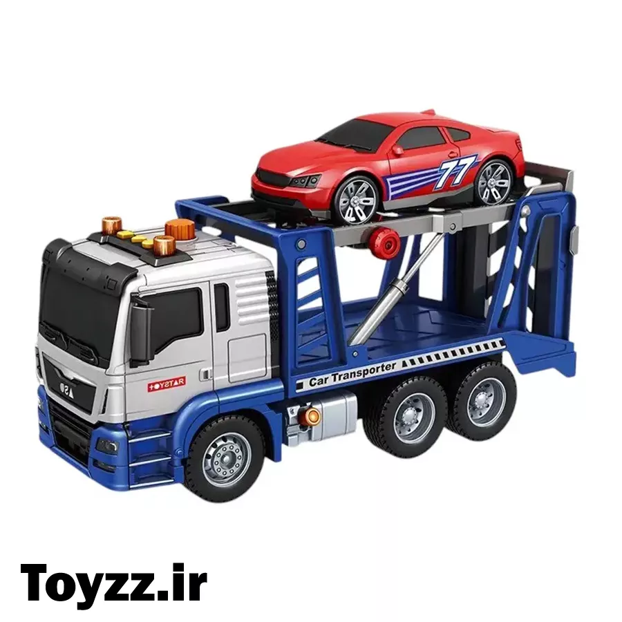 ماشین بازی طرح حمل خودرو کد 66656 دارای پمپ مکانیکی موزیکال و چراغدار