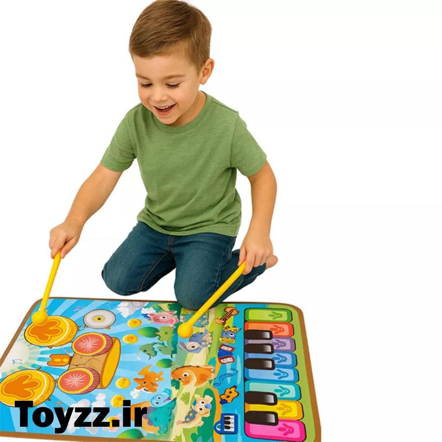بازی آموزشی مدل سفره 3 در 1 دارای پیانو و درام طرح دایناسور