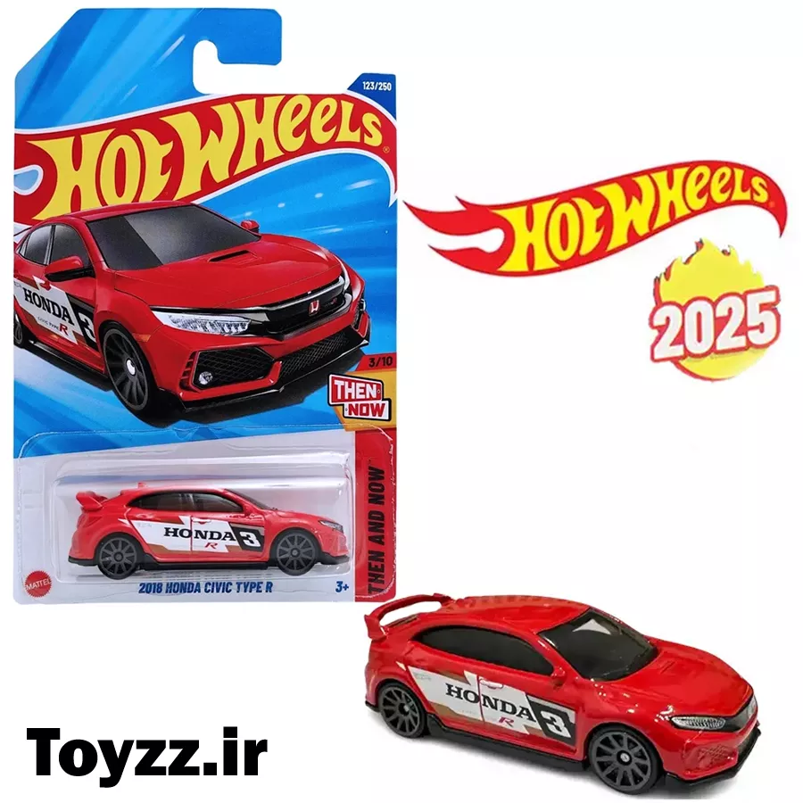 ماکت ماشین هات ویلز مدل 2018 HONDA CIVIC TYPE R سری THEN AND NOW