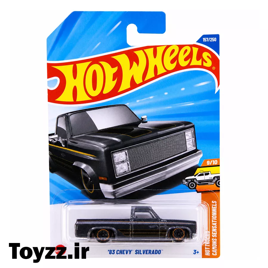 ماکت ماشین هات ویلز طرح چوی مدل 83 CHEVY SILVERADO سری HOT TRUCKS خاکستری