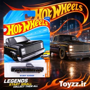 ماکت ماشین هات ویلز طرح چوی مدل 83 CHEVY SILVERADO سری HOT TRUCKS خاکستری
