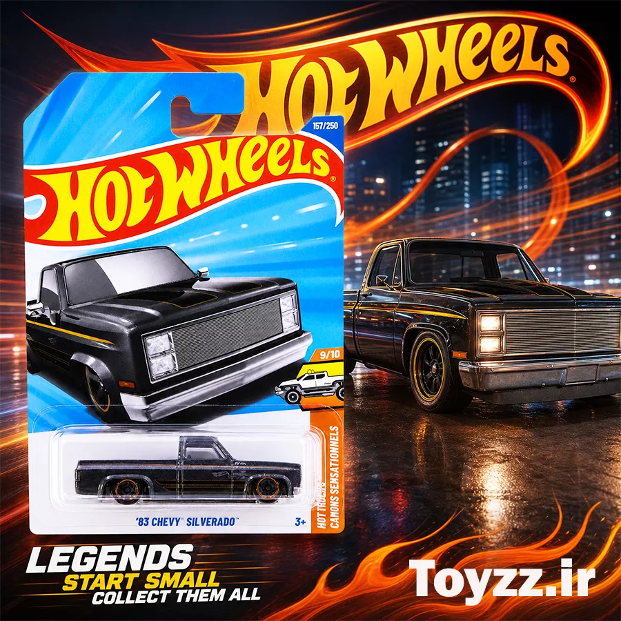 ماکت ماشین هات ویلز طرح چوی مدل 83 CHEVY SILVERADO سری HOT TRUCKS خاکستری 8 ماکت ماشین هات ویلز طرح چوی مدل 83 CHEVY SILVERADO سری HOT TRUCKS خاکستری
